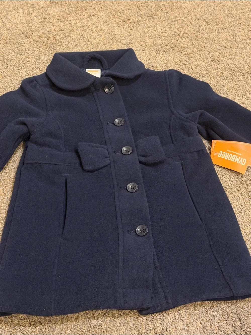 Gymboree Toddler Girls Navy Blue Bow Dress Coat 18–24M NWT